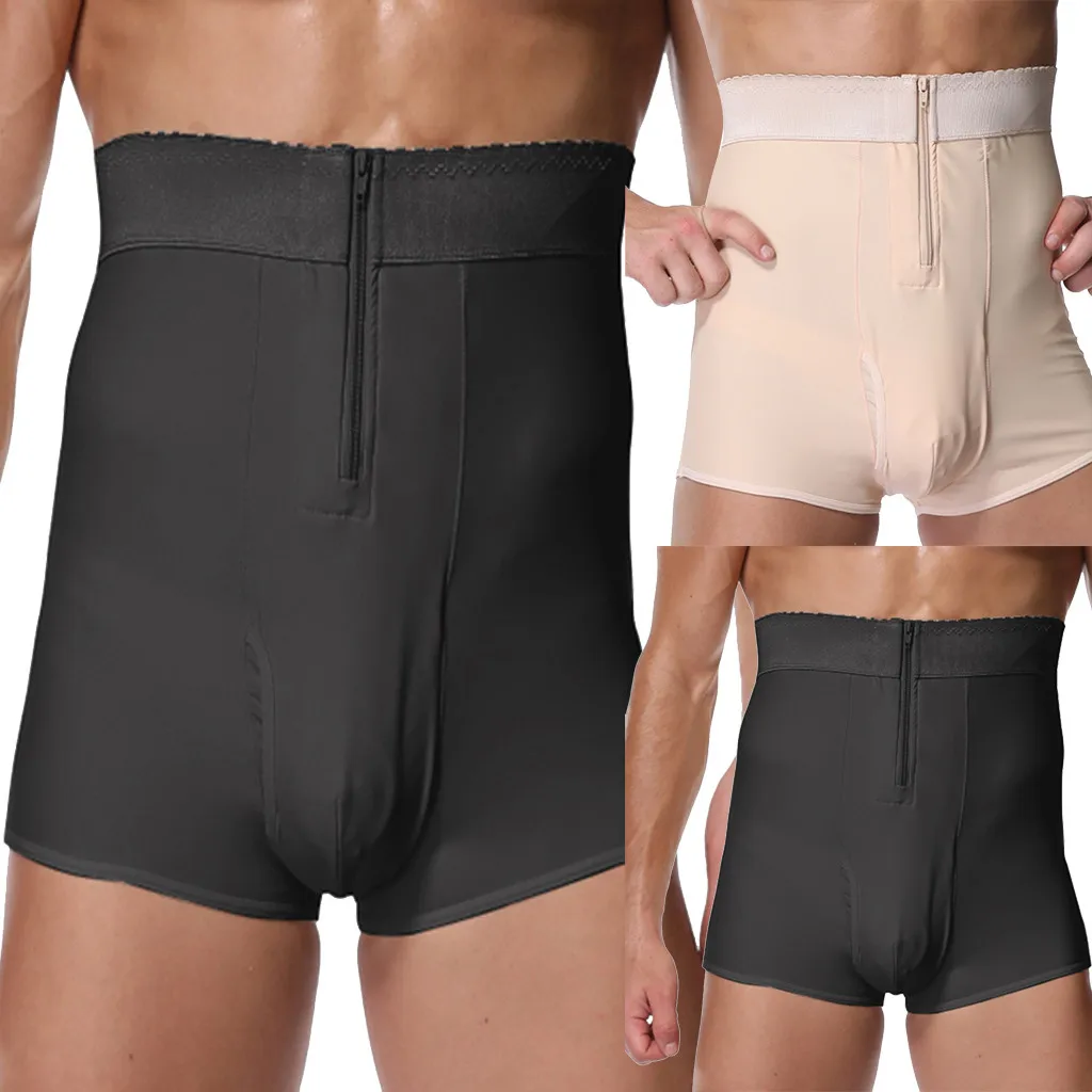 Черный, белый цвет Для Мужчин Body Shaper брюки Высокая Талия для похудения трусики живота Абдо Для мужчин толстый рисунок Фитнес нижнее белье