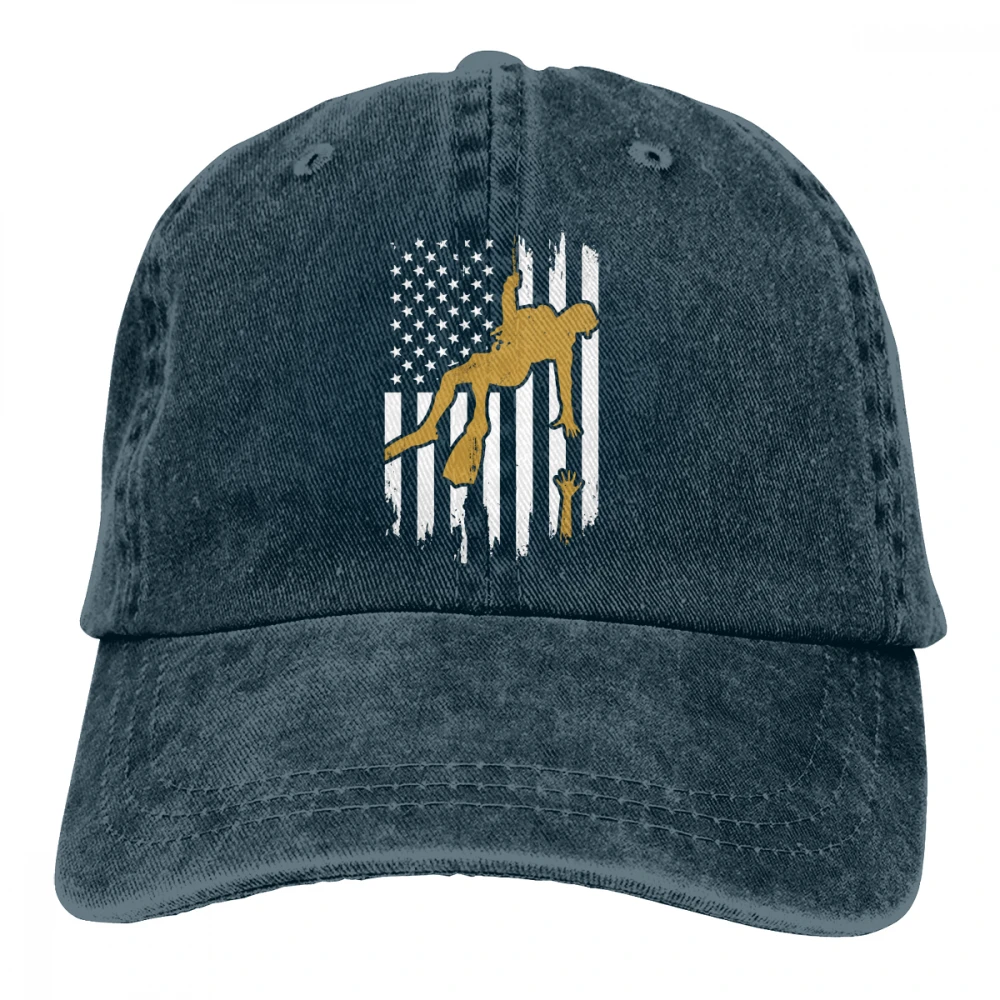 Пловец спасатель американский флаг Casquette черный унисекс Мужские Женские джинсовые бейсболка с ремешком кепки Регулируемый Гольф папа шляпа