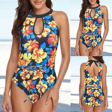 Women Bikini Set Floral Printed Swimwear Vintage Striped Bottom Biquini Summer Halter Sexy Mujer High Waist Swimsuit Beach Wear Women Bikini Set Floral Printed Swimwear Vintage Striped Bottom Biquini Summer Halter Sexy Mujer High Waist Swimsuit Beach Wear