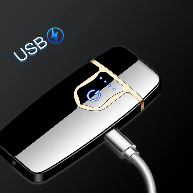 Сенсорная Индукционная зажигалка с зажиганием USB ветрозащитная беспламенная