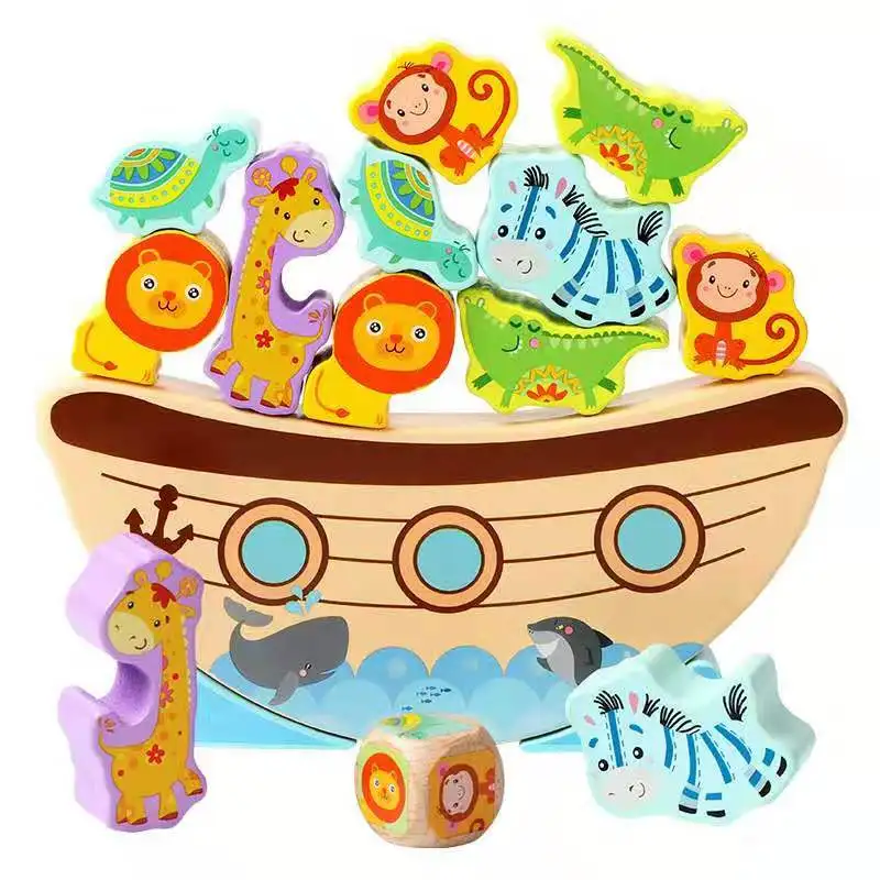 Для раннего развития деревянное игрушечное животное Noah's Ark Boat Balance Fold High Kid настольная игра День рождения Рождественский подарок