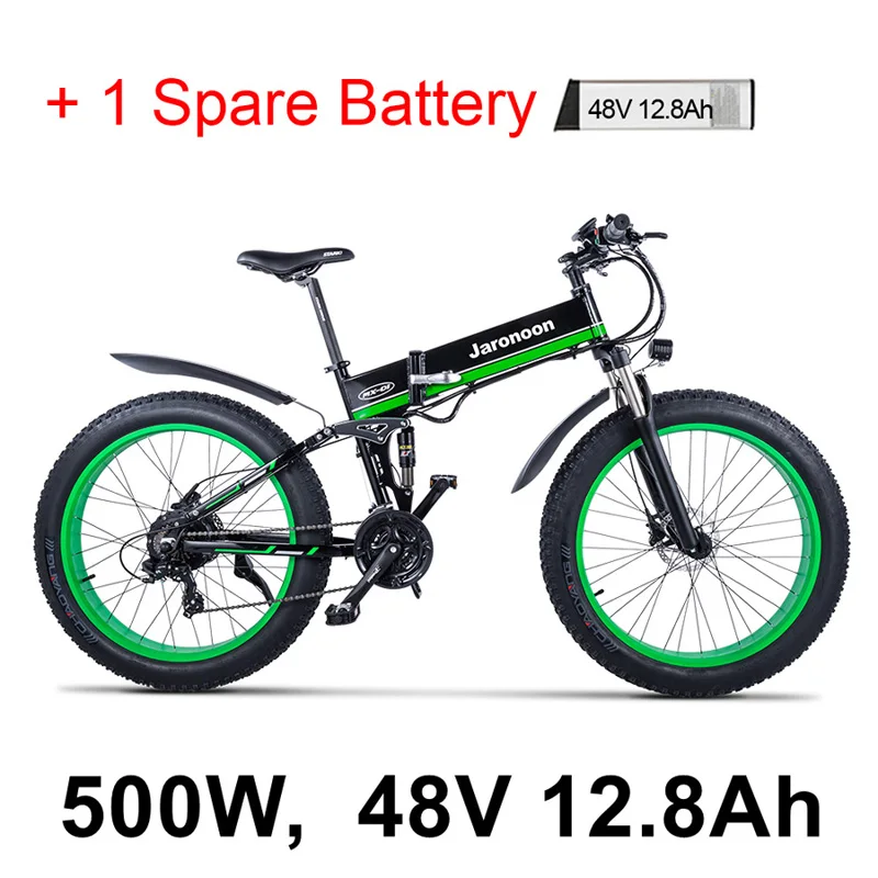 500W12.8A Green Plus MX01 1000 Вт Мощный электрический Снежный велосипед, 5-grade помощи педалированию Сенсор, 21 Скорость упитанный электровелик, 48В, очень большой Батарея Байк, способный преодолевать Броды - Цвет: 500W12.8A Green Plus