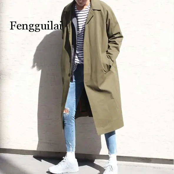 2020 Fashion Designer Long Windbreaker Autumn Winter Single Breasted Windproof Overcoat Plus Size 3