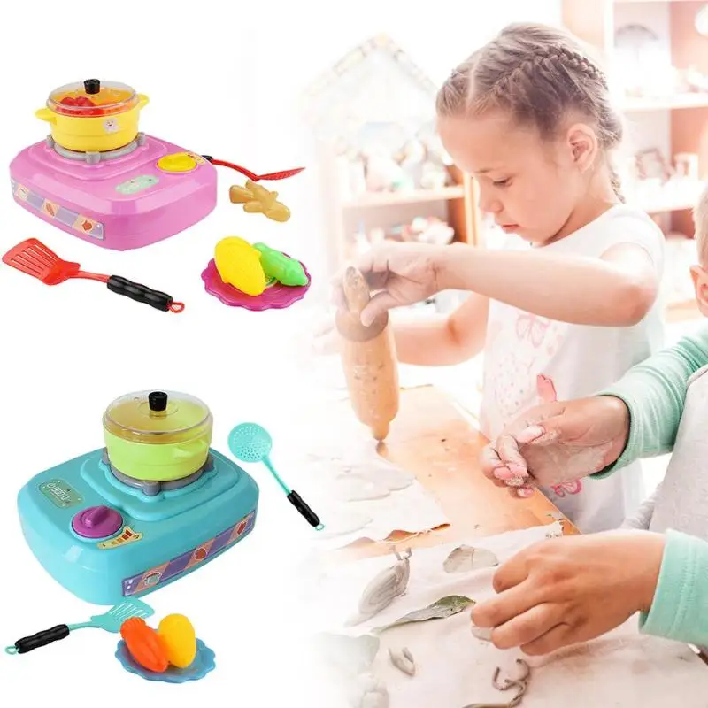 23PCS Children Kitchen Pretend Play Toys Electric Simulation Multi-function Gas Stove Light Ringing Fog Toys Education Toy Gifts