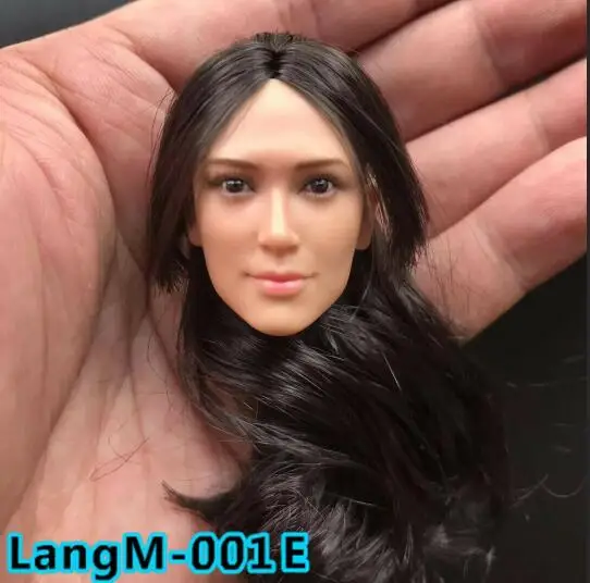 LangM-001 Голливуд фильм звезда красота девушка голова 1/6 голова Блонд Волосы лепить красные кудри выпрямление ПВХ голова для женщин фигурка - Цвет: E