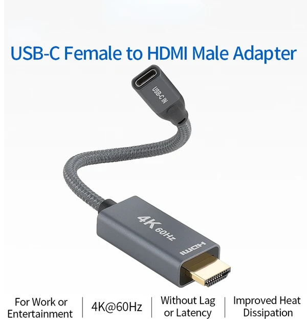 Hdmi Male To Usb Type C Female Adapter Usb C 3.1 Input To Hdmi Output 4k 60hz Usb C Thunderbolt 3 For New Macbook - Audio & Video Cables - AliExpress