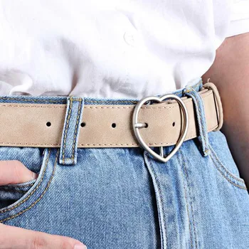 

New Korea Fashion Punk Waist Belt Women Belt Clear Round Square Heart Pin Buckle Wide Waist Bands Ladies Waistband