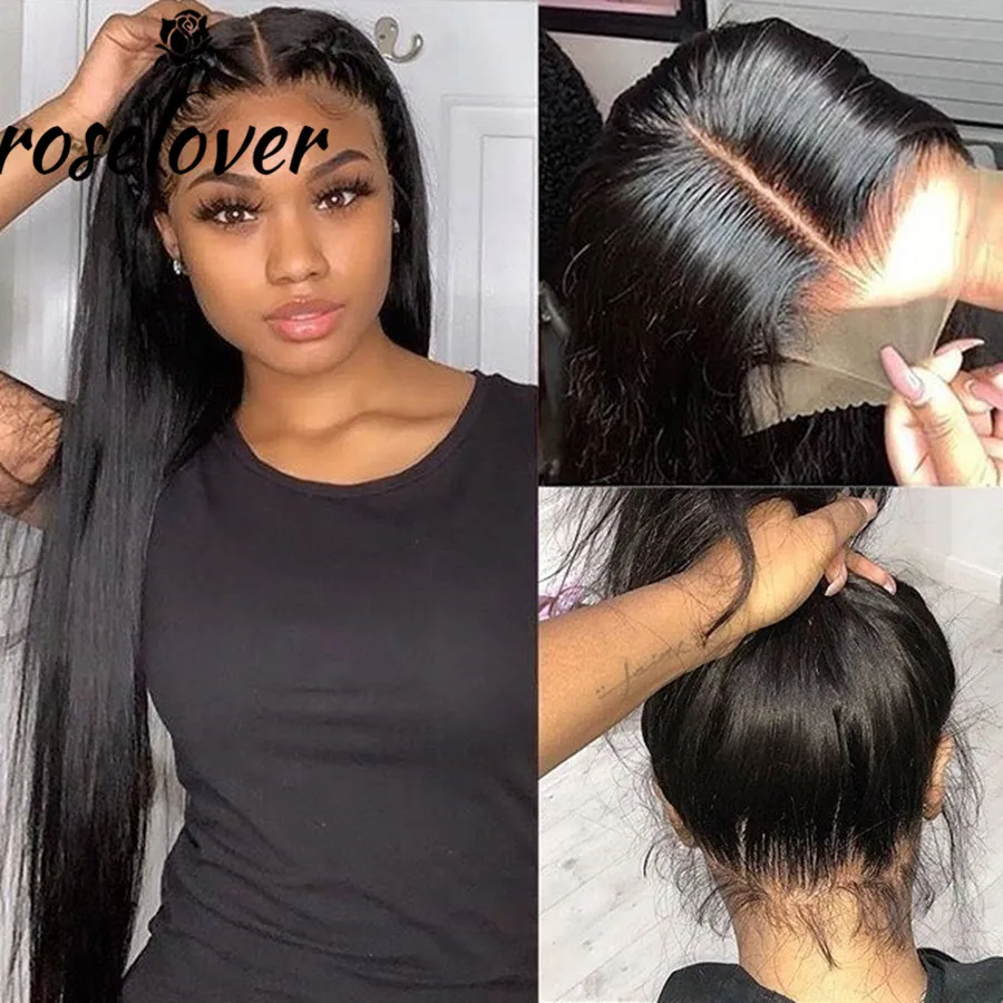 Frontais do Laço do Cabelo Brasileiras do Tampão do Couro Perucas Reto Natural Laço Transparente Preplucked Descorado Nós Cabeludo Falso 13*6 hd Cor 3 Apliques com cabelo humano