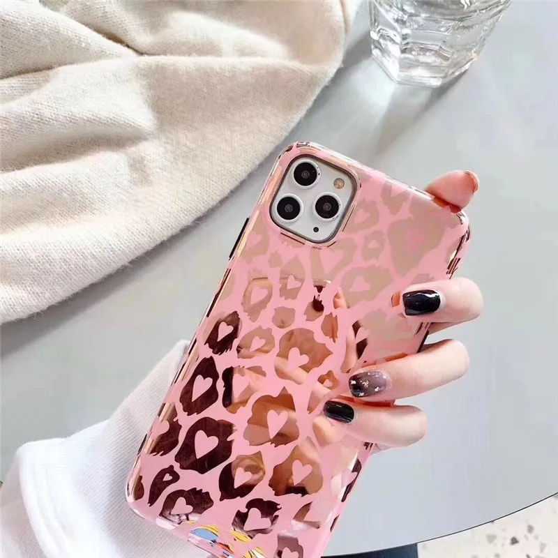 Роскошный розовый чехол с леопардовым покрытием для телефона Iphone 11 Pro Max