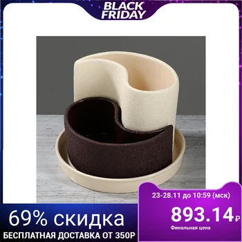 

A set of flower pots "Drop" 2 pcs, silk, beige-chocolate, 0.7 l / 1.3 l