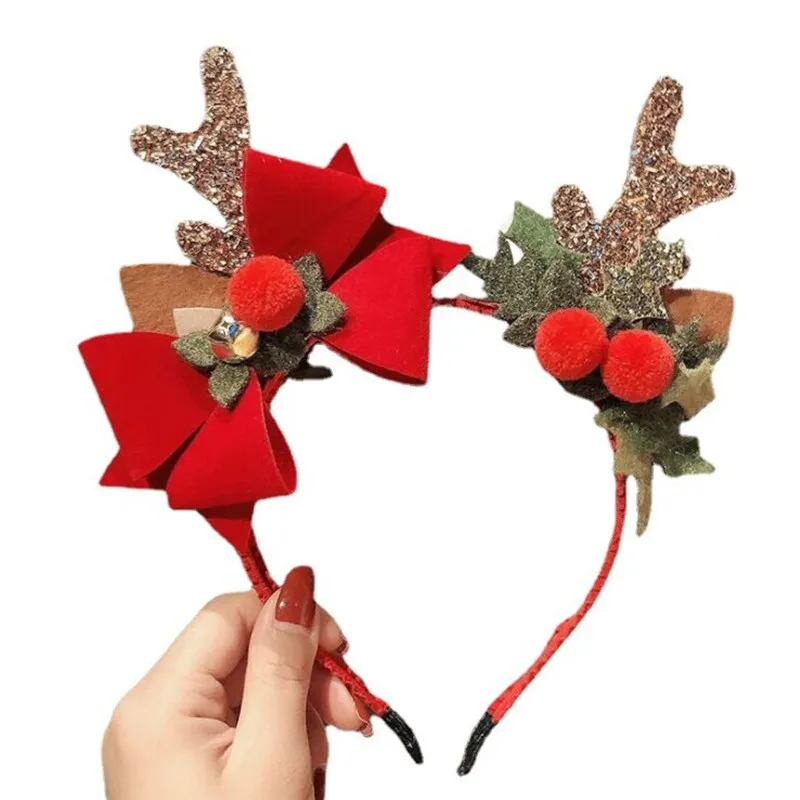 Christmas Decoration Headband Girl Christmas Snowflake Antler Hair Band Party anti-skid Hair Pressing Headband