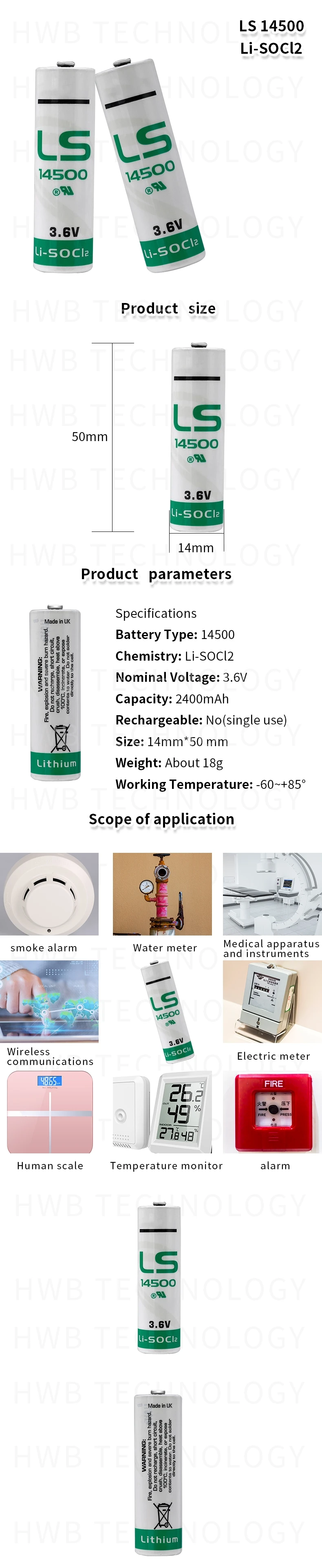 20 шт SAFT LS14500 ER14505 AA 3,6 V 2450mAh литиевая батарея для оборудования, запасная универсальная литиевая батарея