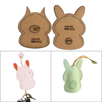 

New Leather Craft Personality Fashion Cartoon Rabbit Key Case Sewing Pattern Hard Kraft Paper and Acrylic DIY Template 10.5*8cm