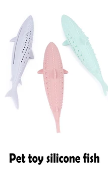 

Pet toy catnip silicone fish cat chews teeth cleansing teeth breathable fun accessories supplies