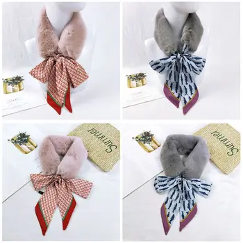 

Women Girls Thicken Faux Fur Collar Ribbon Scarf Collar Shawl Wrap Neck Warmer