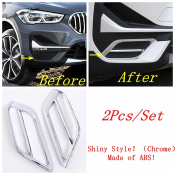 

Front Bumper Fog Lights Lamps Frame Decoration Cover Trim Accessories Fit For BMW X1 F48 2020 ABS Chrome Exterior Refit Kit
