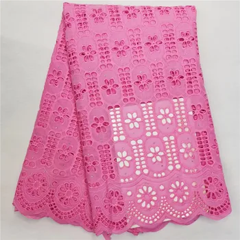 

NEW African Dry Lace Fabrics High Quality Cotton Dry Lace Fabric Swiss Voile With Stones Swiss Voile Lace In Switzerland Pink