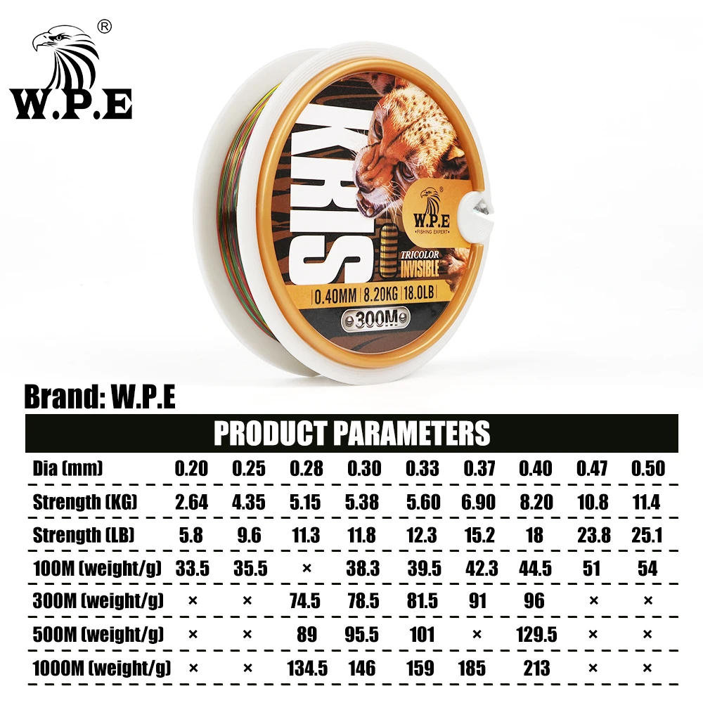 W.P.E Nylon Fishing Line 100m/300m/500m/1000m 0.20mm-0.50mm