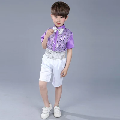 purple Латинский танцевальный костюм для мальчика Фламенго флаппер Сальса с кисточками детская танцевальная одежда для вечеринки костюм Vestidos танцевальный зал для самбы карнавальный Gatsby - Цвет: purple