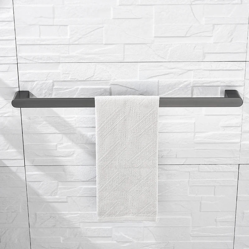Stainless Steel Single Towel Bar Square Towel Rack Holder Kitchen Hunger Shower Shelf Bathroom Accessories Black Silver