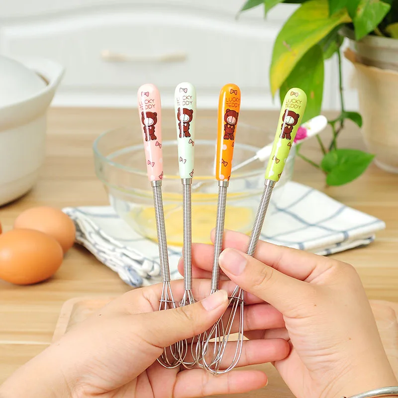 2494 Fashion Small Manual Ceramic Cartoon Handle Egg Beater Kitchen Cake Bakery Stirrer Spending Maker