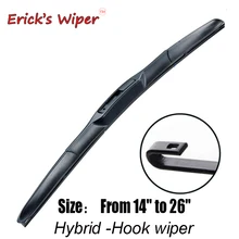 Стеклоочиститель Erick's 1 шт., универсальная Передняя гибридная щетка для стеклоочистителя, 14 "16" 17 "18" 19 "20" 21 "22" 24 "26" тип U/J, стеклоочистители с крючком Стеклоочиститель Erick's 1 шт., универсальная Передняя гибридная щетка для стеклоочистителя, 14 "16" 17 "18" 19 "20" 21 "22" 24 "26" тип U/J, стеклоочистители с крючком