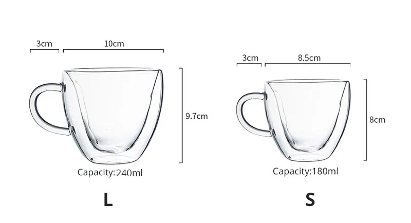 180/240 мл необычная кружка в форме сердца стеклянная чашка с двойными стенками термостойкая стеклянная посуда для напитков здоровый напиток чай/чашка молока хороший подарок