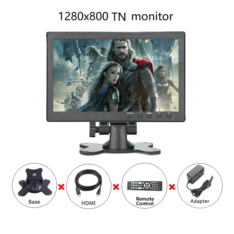 Новинка 10,1 дюймов ips 1920*1200 HD монитор портативный дисплей VGA HDMI USB BNC интерфейс для ПК игровой PS3/PS4 с bulid-динамиком - Цвет: 1280x800 TN