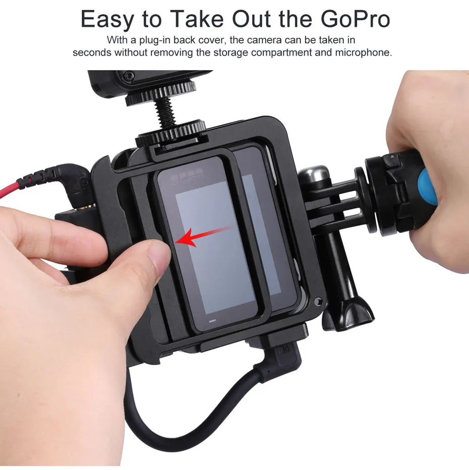 Ulanzi микрофон Vlog клетка штатив светодиодный адаптер света рамка для Gopro Hero 7 6 5 металлический защитный корпус с адаптером холодного башмака