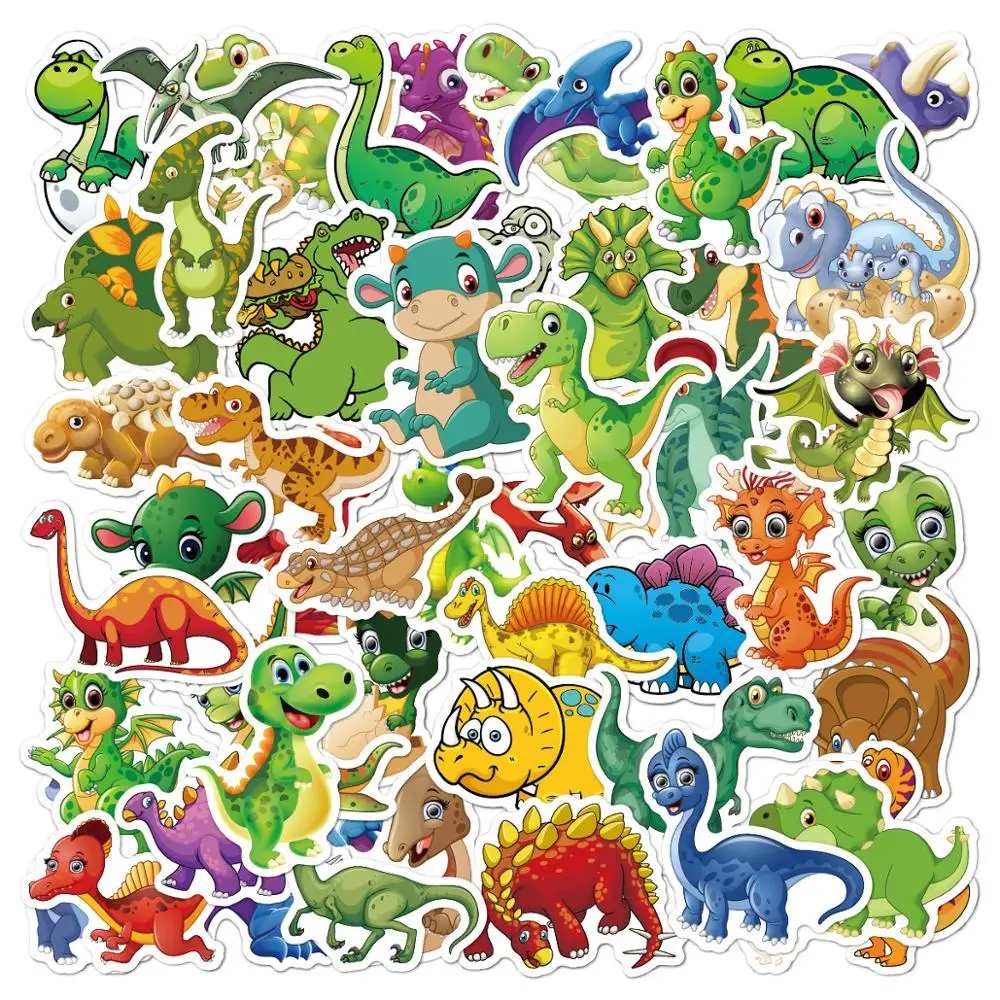 50 unid/set pegatina de dinosaurio juguete de grafiti infantil pegatina, talla única pegatina 6-8cm