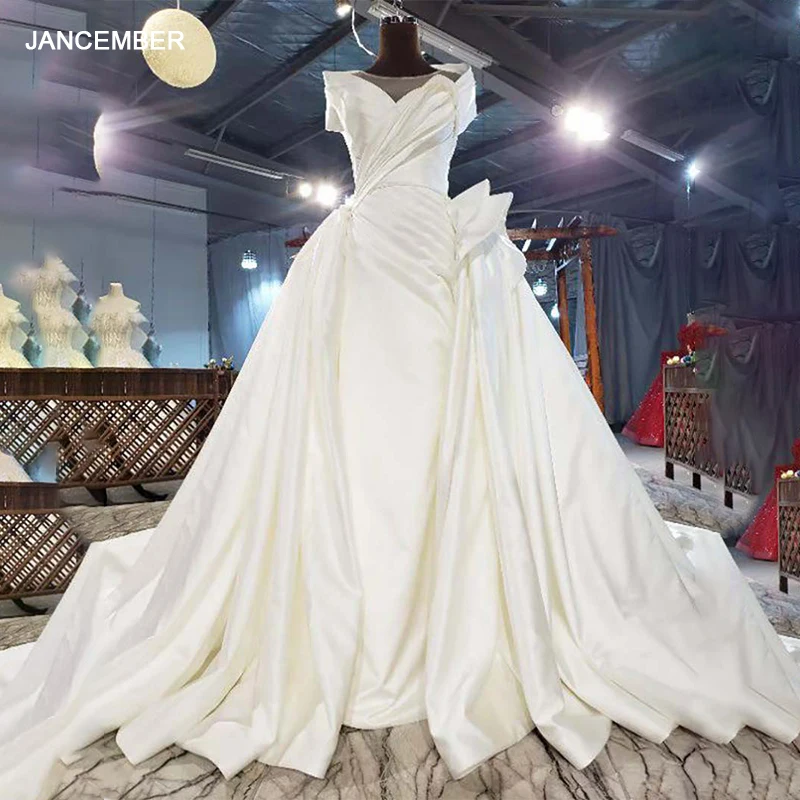 

HTL1865 Satin Ball Gowns Wedding Dress 2020 Short Sleeve Off The Shoulder Many Ways To Wear On The Shoulders