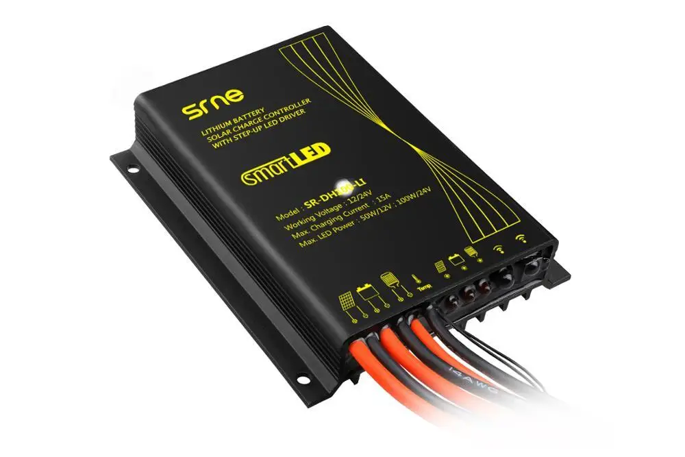 SRNE DH100-LI 15A интеллигентая(ый) беспроводной затемнения светодиодный Солнечный контроллер заряда IP68 степенью водонепроницаемости