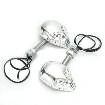 

2pcs Motorcycle Skull Head LED Turn Signal Light Custom Amber 12v Indicators Blinkers Light For Harley Honda Yamaha Suzuku KTM
