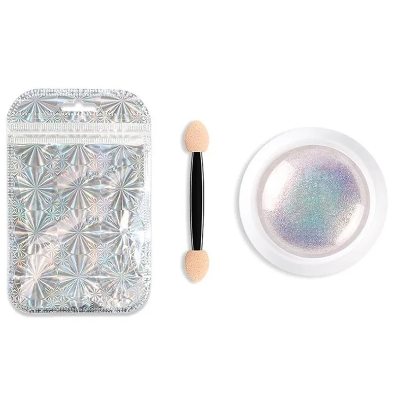 Holographic Nail Glitter Powder Aurora Pigment Art Rainbow Color Neon Effect DIY Decorations Mirror Chrome Tool | Красота и здоровье