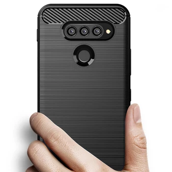 Перейти на Алиэкспресс и купить Для LG K50s Q70 G8X V50s V40 V35 V30S V50 Plus чехол thinq чехол из углеродного волокна Полная защита чехол для телефона противоударный бампер