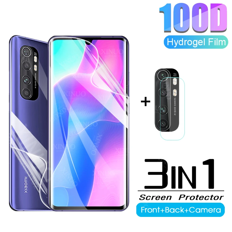 3in1 screen protector for xiaomi Mi Note 10 lite front back hydrogel protective for xiaomi Note 10lit Not 10 lite lit glass film afbeelding