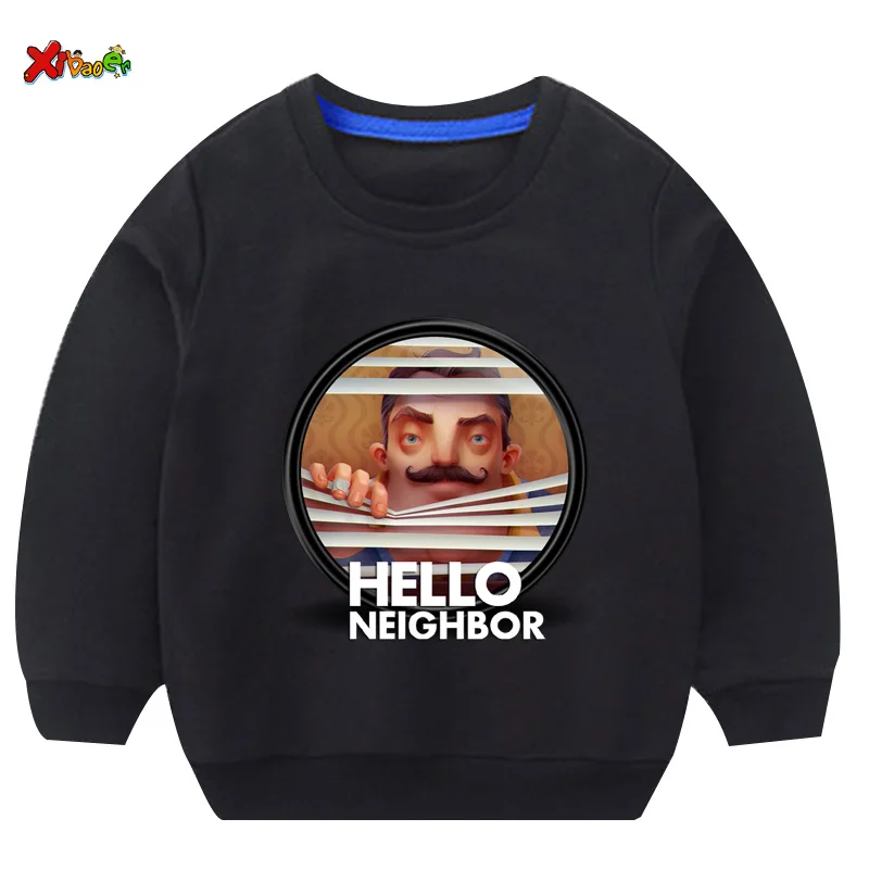 Детские толстовки с капюшоном; От 2 до 12 лет толстовки с капюшоном «Hello neighor»; Одежда для мальчиков и девочек-подростков; футболка для девочек; одежда для малышей на осень