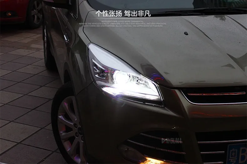Автомобильный Стайлинг для Ford Kuga Escape фары Escape светодиодный фонарь DRL Bi Xenon объектив Высокий Низкий Луч передняя фара