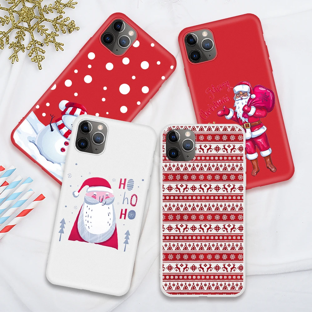 For iPhone 12 11 Pro Max 12 Mini XS Max Soft Case Animal Christmas White Pattern Phone Case For iPhone XR X SE2020 8 7 6s 6 Plus