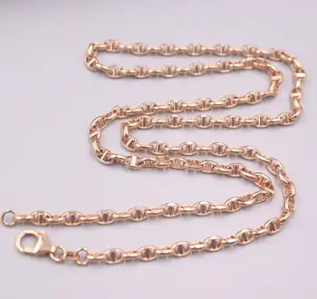 شراءريال 18K ارتفع عقد ذهب المرأة سلسلة المرساة 3.5 مللي متر الإناث 50 سنتيمتر/20 بوصة هدية قلادة المجوهرات رجل الذهب سلسلة