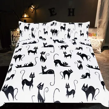 

BEST.WENSD 100% High Quality Cartoon Anime Bedding Set Cute Cat Bedlinen Comforter Bedding Sets Pillowcase with Duvet Covers