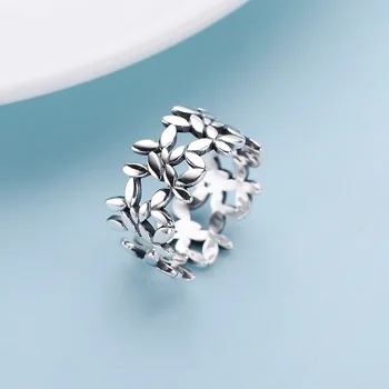 

Vintage 925 Sterling Silver Leaf Rings for Women Fashion Bohemian Statement Jewelry Adjustable Finger leaves Ring Gifts