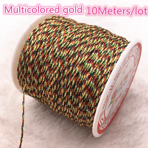 0.8/1.0mm Multicolor&gold Nylon Cord Thread Chinese Knot Macrame Cord Bracelet Braided String DIY Tassels Thread