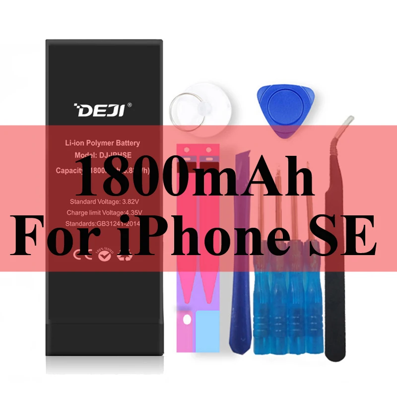 Deji Аккумулятор для Apple iPhone 5S SE 6 6s 7 4s 5 8 X SE 6Plus 6sPlus 8Plus Plus iPhone7 1430mAh-3410mAh сменный литий-полимерный батарея+бесплатный инструмент для Apple iPhone 5s SE 6 6s 7 Мобильный телефон батарея - Цвет: 1800mAh For iPhoneSE