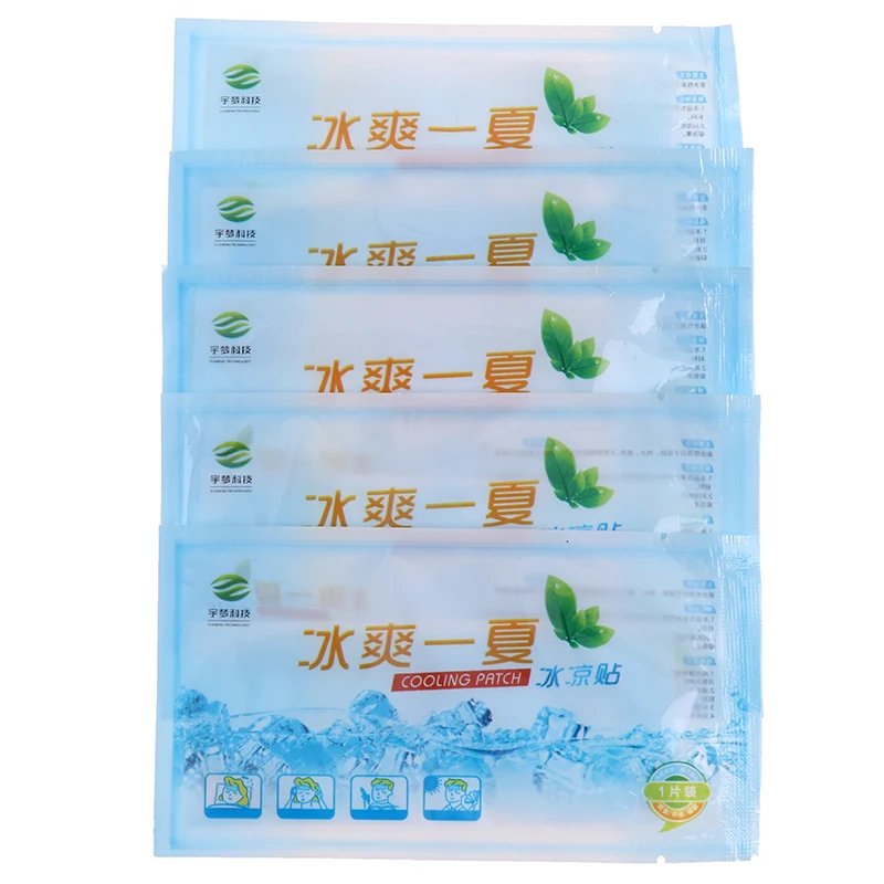 5pcs Lower Temperature Paste Ice Gel Polymer Hydrogel Cooling Sticker Antipyretic Headache Relieve Pain Pad Fever Down Patch