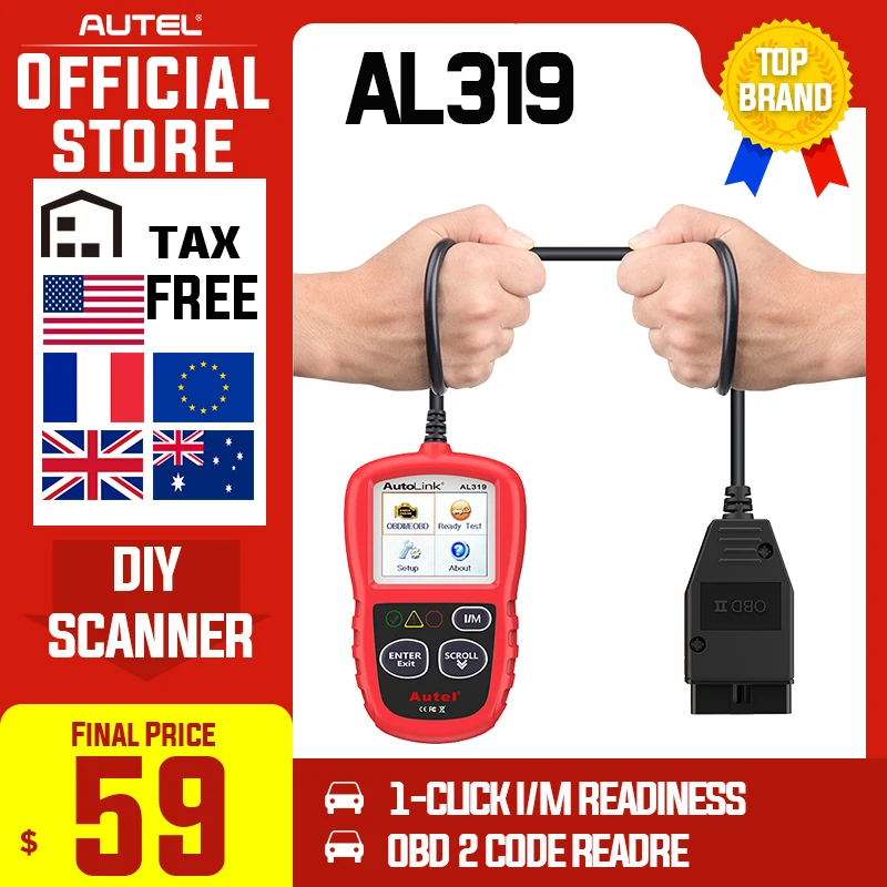Autel AL319 OBD2 считыватель кодов DIY Автомобильный сканер OBD Авто диагностический