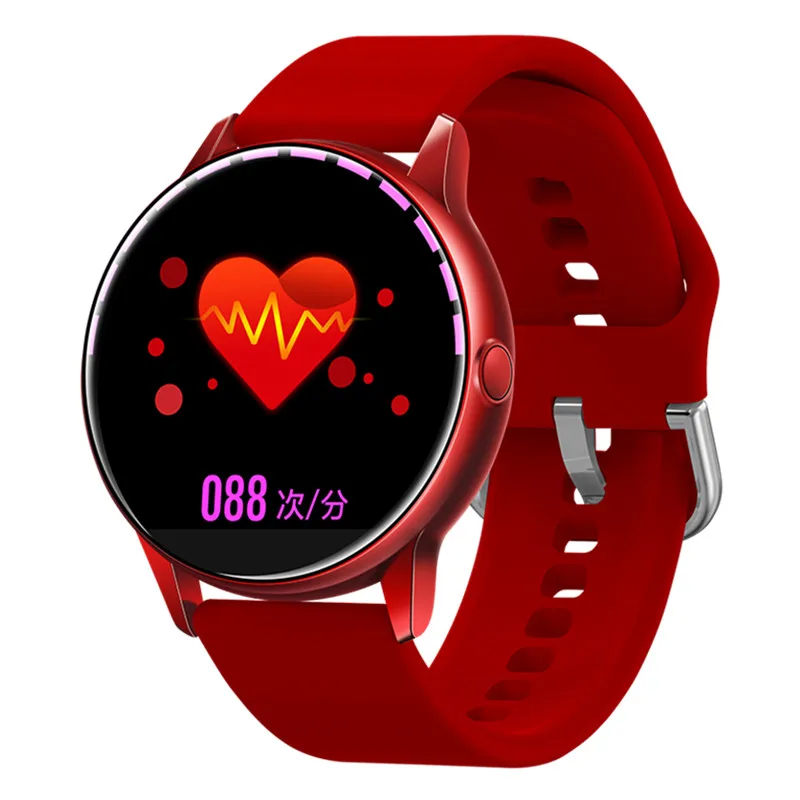 Lerbyee C009 AI круглые умные часы с сенсорным экраном IP68 Водонепроницаемые мульти-спортивные режимы Монитор артериального давления фитнес-трекер - Цвет: red