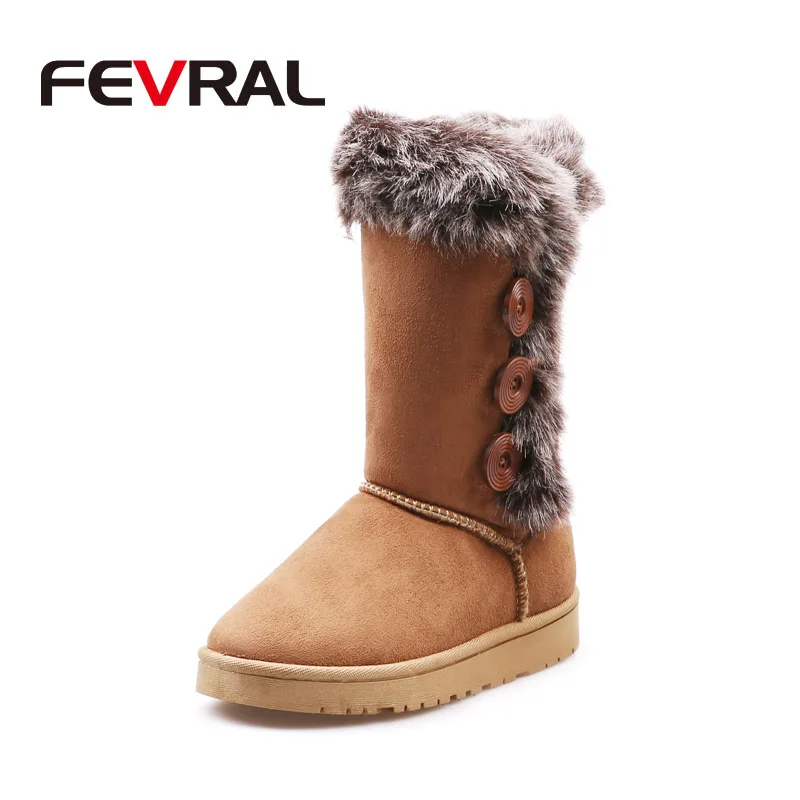 FEVRAL/новейшая модель; модные ботинки с эластичными носками; женские растягивающиеся зимние теплые пикантные ботинки с круглым носком; женские повседневные ботинки - Цвет: Camel