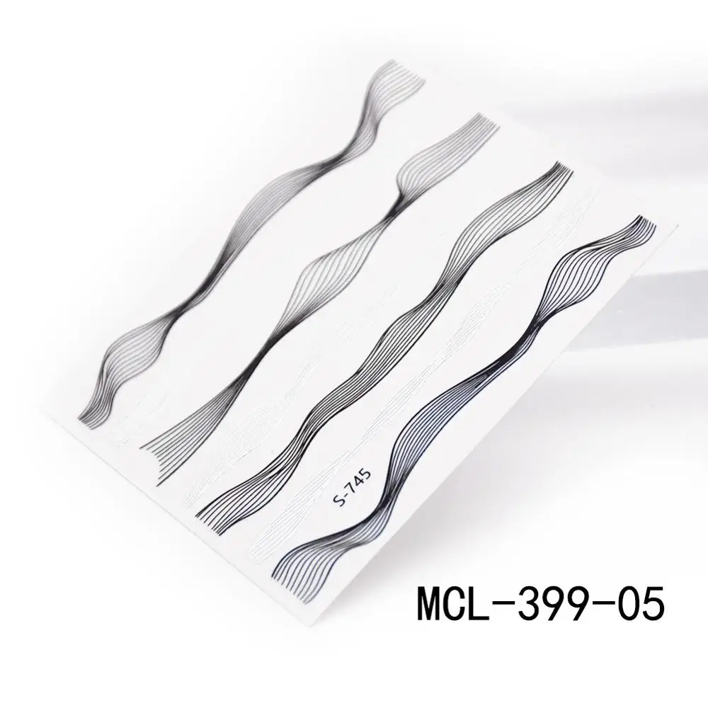 MCL-399-05 1 шт. Золотой Серебряный 3D стикер для ногтей, изогнутая полоса, волнистая линия, самоклеющаяся полосовая лента, металлическая лазерная наклейка для дизайна ногтей, s наклейки, Декор - Цвет: MCL-399-05