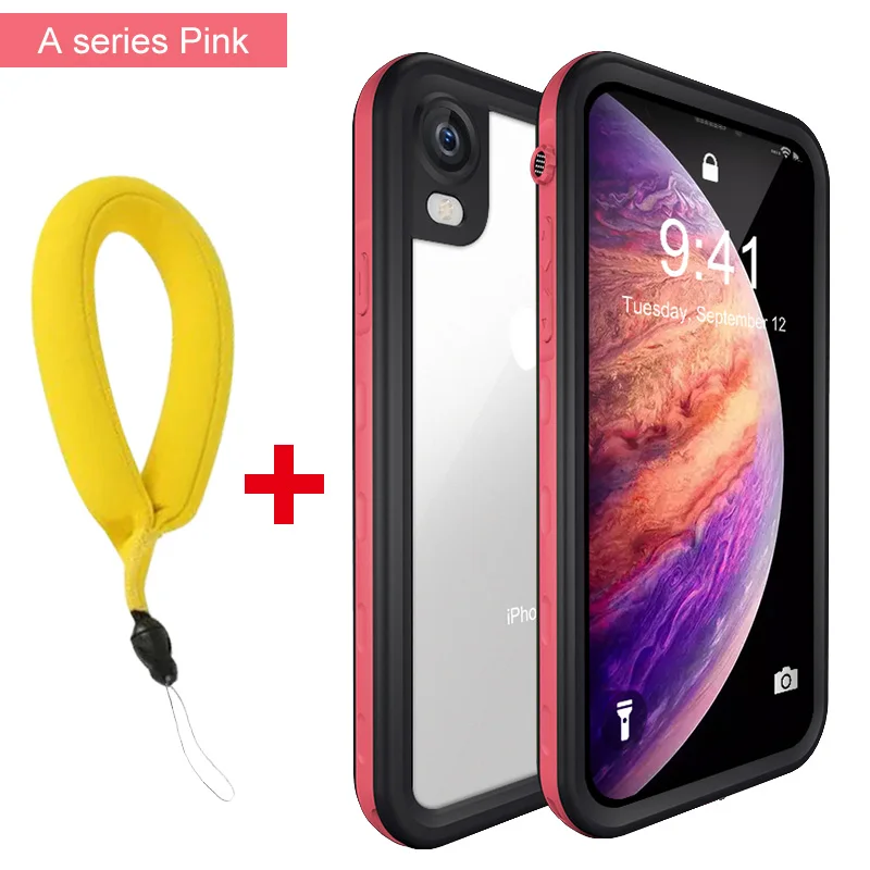 Водонепроницаемый чехол для телефона для iPhone 11 X XR XS MAX чехол для подводного плавания противоударный чехол для iPhone 11 Pro Max полный Чехол - Цвет: A Pink with Strap